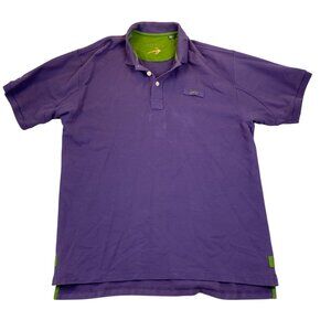 Orvis Mens Polo Shirt Size XLT Purple Green Short Sleeve Casual Slit Classic